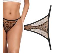 GXGM Tanga seductor de mujer en algodón, tanga sexy mujer eróticos estampado de leopardo, apto para mujeres de entre 50 y 60 kg.