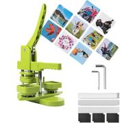 GXGSDM Máquina for Hacer imanes, Pins, imanes for Fotos, Kit de Prensa for Botones Cuadrados de 50 x 50 mm, con 100 Materiales, Ideal for Fotos de refrigerador y Viajes.(Green)
