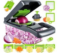 GXIQYL Picador y cortador de verduras multifuncional 16 en 1 - Picador de cebolla, rallador de queso, cortador de cubos y picadora de ajo - Herramienta de preparación de alimentos para n