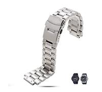 GXIXI Banda de Reloj de Acero Inoxidable Compatible con Casio G-Shock GST-B200 GST-B200D Serie Watches Men & # 39; S Correa 24 * 16mm Lug Fin Silver Black Bracelet