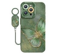 GXJIXf Butterfly Pattern iPhone Case, Silicone Shockproof, Raised Camera Protection, Suitable for Butterfly and Oil Painting Art Lovers (12promax,Green)