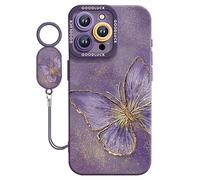 GXJIXf Butterfly Pattern iPhone Case, Silicone Shockproof, Raised Camera Protection, Suitable for Butterfly and Oil Painting Art Lovers (15promax,Purple)