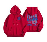 GXJIXf Cute Palm Puff Hoodie, Girls' Preppy Sweatshirts, Fleece Lining Pink Flower Hoodies, Gift for Women & Girls (B-Red,XL)