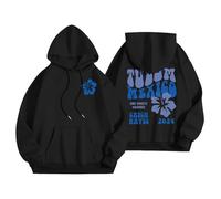 GXJIXf Cute Palm Puff Hoodie, Girls' Preppy Sweatshirts, Fleece Lining Pink Flower Hoodies, Gift for Women & Girls (B-Black,XL)