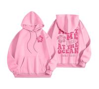GXJIXf Cute Palm Puff Hoodie, Girls' Preppy Sweatshirts, Fleece Lining Pink Flower Hoodies, Gift for Women & Girls (A-Pink,XXL)