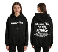 GXJIXf Daughter of The King Hoodie, Bible Verse Sweatshirt, Christian Hoodies for Women (Black,M)
