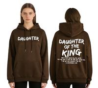 GXJIXf Daughter of The King Hoodie, Bible Verse Sweatshirt, Christian Hoodies for Women (Coffee,3XL)