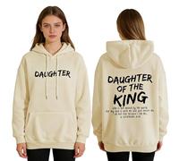 GXJIXf Daughter of The King Hoodie, Bible Verse Sweatshirt, Christian Hoodies for Women (Khaki,XL)
