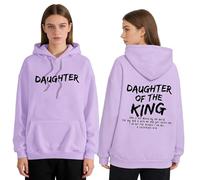 GXJIXf Daughter of The King Hoodie, Bible Verse Sweatshirt, Christian Hoodies for Women (Purple,XXL)