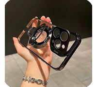 GXJIXf Double Stand Case Cover for iPhone, Transparent Electroplated Four Corners Shockproof Cases, with Lens Protection Cover, for 16 15 14 13 Pro MAX (14promax,Black)