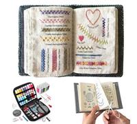 GXJIXf Embroidery Stitch Book Kit for Beginners, Embroidery Book with Complete Sewing Tools & Tutorials of Stitches, for Sew Lovers