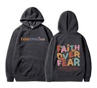 GXJIXf Faith Over Fear Hoodie, Cute Christian Hoodies, Fleece Lining, for Women & Girls (Dark Gray,XL)