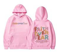 GXJIXf Faith Over Fear Hoodie, Cute Christian Hoodies, Fleece Lining, for Women & Girls (Pink,L)