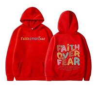 GXJIXf Faith Over Fear Hoodie, Cute Christian Hoodies, Fleece Lining, for Women & Girls (Red,3XL)