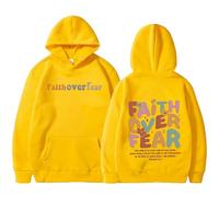 GXJIXf Faith Over Fear Hoodie, Cute Christian Hoodies, Fleece Lining, for Women & Girls (Yellow,3XL)