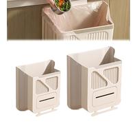 GXJIXf Foldable Kitchen Cabinet Trash Can, High Load-Bearing Capacity, can Store Garbage Bags, with a Cleaning Scraper, for the cabinet door (typeA cream white,S+L)