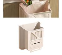 GXJIXf Foldable Kitchen Cabinet Trash Can, High Load-Bearing Capacity, can Store Garbage Bags, with a Cleaning Scraper, for the cabinet door (typeA cream white,Large)