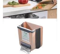 GXJIXf Foldable Kitchen Cabinet Trash Can, High Load-Bearing Capacity, can Store Garbage Bags, with a Cleaning Scraper, for the cabinet door (typeB apricot,Small)