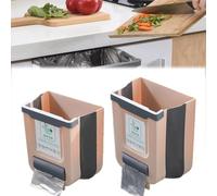 GXJIXf Foldable Kitchen Cabinet Trash Can, High Load-Bearing Capacity, can Store Garbage Bags, with a Cleaning Scraper, for the cabinet door (typeB apricot,S+L)