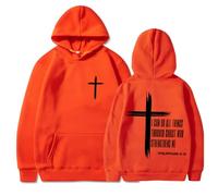 GXJIXf I Can Do All Things Through Christ Hoodie, Cross Sweatshirt, Christian Hoodies, Fleece Lining, for Women & Men (Orange,XXL)