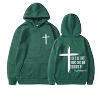 GXJIXf I Can Do All Things Through Christ Hoodie, Cross Sweatshirt, Christian Hoodies, Fleece Lining, for Women & Men (Green,3XL)