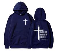 GXJIXf I Can Do All Things Through Christ Hoodie, Cross Sweatshirt, Christian Hoodies, Fleece Lining, for Women & Men (Navy,3XL)