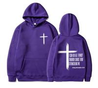 GXJIXf I Can Do All Things Through Christ Hoodie, Cross Sweatshirt, Christian Hoodies, Fleece Lining, for Women & Men (Purple,L)