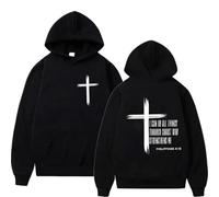 GXJIXf I Can Do All Things Through Christ Hoodie, Cross Sweatshirt, Christian Hoodies, Fleece Lining, for Women & Men (Black,L)