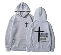 GXJIXf I Can Do All Things Through Christ Hoodie, Cross Sweatshirt, Christian Hoodies, Fleece Lining, for Women & Men (Gray,M)