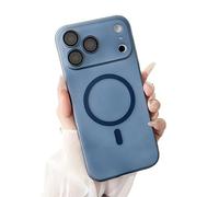 GXJIXf Magnetic Slim Frosted Minimalist Case for iPhone 17, Translucent Skin Feel Anti-Fingerprints, Built-in Camera Protector (17promax,Blue)