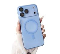 GXJIXf Magnetic Slim Frosted Minimalist Case for iPhone 17, Translucent Skin Feel Anti-Fingerprints, Built-in Camera Protector (17air,Light Blue)