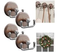 GXJIXf Multi-Functional Wood Grain Suction Cup Hook, Suction Cup Hooks for Glass Window, No Drill Garland Hanger for Front Door (4pcs)