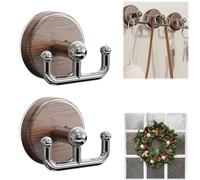 GXJIXf Multi-Functional Wood Grain Suction Cup Hook, Suction Cup Hooks for Glass Window, No Drill Garland Hanger for Front Door (2pcs)