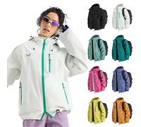 GXJIXf Outdoor Waterproof Sports Hooded Jacket, Softshell Jacket with Hood, Lightweight Hooded Windbreaker Rain Shell (White,XL)