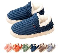 GXJIXf Puffy Slipper Booties for Women, Cloud Slippers, Comfy House Winter Warm Boots with Anti-Slip Sole (Navy Blue,S)