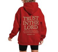 GXJIXf Trust In The Lord Hoodie, Christian Hoodies, Christian Long Sleeve Sweatshirts for Women and Men (Red,M)