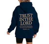 GXJIXf Trust In The Lord Hoodie, Christian Hoodies, Christian Long Sleeve Sweatshirts for Women and Men (Navy,S)