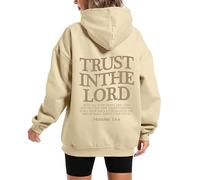 GXJIXf Trust In The Lord Hoodie, Christian Hoodies, Christian Long Sleeve Sweatshirts for Women and Men (Khaki,S)