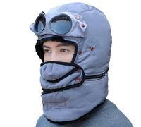 GXJIXf Winter Thermal Hat with Glasses, 4 in 1 Windproof Ski Mask Cap, for Outdoor Sport Ski Cycling (Gray)