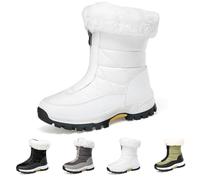 GXJIXf Women’s Non-Slip Warm Zipper Snow Boots, Anti-Slip Mid-Calf Winter Boots, Waterproof & Lightweight, for Outdoor Winter (White,36)