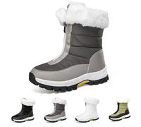 GXJIXf Women’s Non-Slip Warm Zipper Snow Boots, Anti-Slip Mid-Calf Winter Boots, Waterproof & Lightweight, for Outdoor Winter (Grey,39)