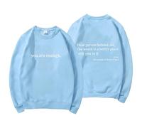 GXJIXf You Are Enough Sweatshirt, Dear Person Behind Me Sweatshirt, Mental Health Pullover Top, Autumn Fashion Outfits for Unisex (Blue,3XL)