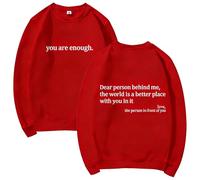 GXJIXf You Are Enough Sweatshirt, Dear Person Behind Me Sweatshirt, Mental Health Pullover Top, Autumn Fashion Outfits for Unisex (Red,XL)