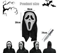Gxlaihly Máscara de grito, Máscara Ghostface, Fantasmas máscara, Máscara fantasma, con 1 cuchillo falso, Máscara de Fiesta para Accesorios de Cosplay, Carnaval, Halloween (2 Piezas)