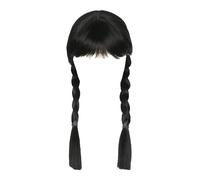 Gxlaihly Peluca Miércoles Addams,Peluca Trenzas Miercoles para Mujer,Peluca Adams con Flequillo,Peluca Trenzas Peluca Peluca Larga Negra Trenzada,para Cosplay Fiesta, Carnaval, Halloween, 60