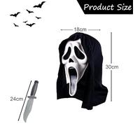Gxlaihly Scream Maske,Ghost Face Mask con 1 cuchillo falso,Ghost Face Máscara Fantasma de Halloween,Máscara fantasma,Mascara ghost,Máscara de grito (Máscara de grito con cuchillo)