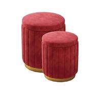 GXLBDK Taburete De Maquillaje Redondo De Terciopelo, Taburete De Almacenamiento De Dos Piezas, Mesa De Centro Moderna Tapizada,Rojo,Storage