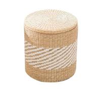GXLDIANPU Handmade Rattan Storage Stool, Rattan Round Storage Stool, Removable Washable Liner, 150kg Load Capacity, Housewarming Gift and Functional Storage Solution, for Bedroom/Living Room/Bathroom