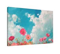 Gxllhh Decoración De Pared Lienzo Enmarcado Abstracto De La Flor Del Cielo Azul Marco Madera Listo Para Colgar Decoración Del Hogar, Paisaje, Póster Sala Estar, Dormitorio