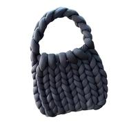 GXMDSGZ Bolsos Tejidos Crochet Bolso de crochet for mujer, bolso de hombro informal, bolso de mano, bolso de axila, bolso de punto hecho a mano Para Viaje(Black)